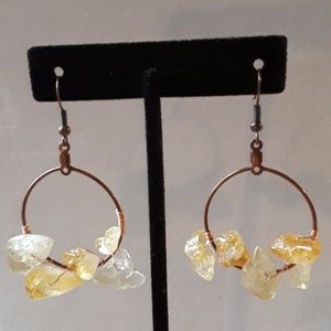 NWT *Sale* Citrine stone Copper Hoop Earrings